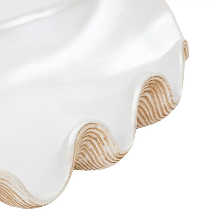 Coupelle "Oceane" résine blanc chaud L 36cm