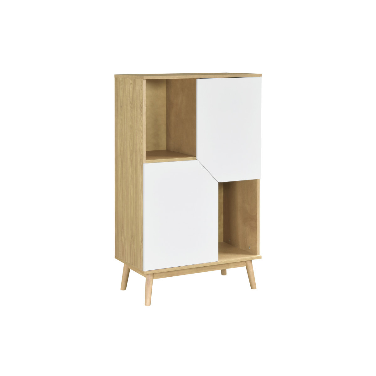 Buffet haut scandinave bois clair et blanc 2 portes L70 cm TALIA