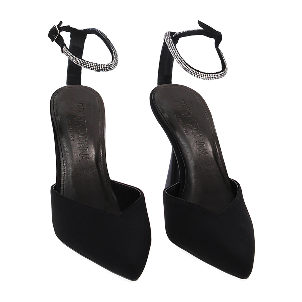 Décolleté slingback nere in lycra, tacco 9,7 cm