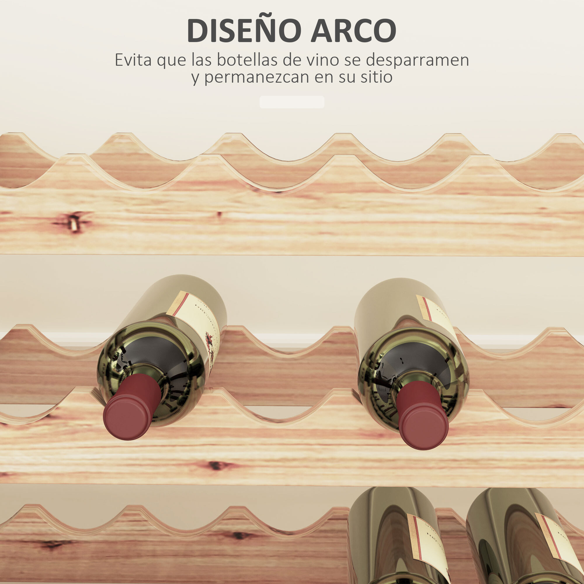 Botellero Vino 96 Botellas, Botellero de Madera de 8 Niveles, Carga 100 kg, para Cocina, Comedor, Bar, 114x28x113,5 cm, Madera Natural