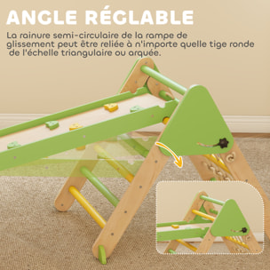 Triangle d'escalade enfant pliable 8 en 1 - aire de jeu enfant - bois vert