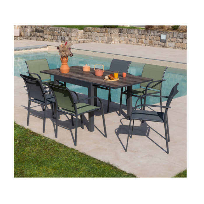 HONFLEUR BEZIERS CHENE - Ensemble table et chaises de jardin  - Anthracite et Vert