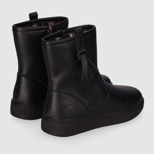 Botines de Piel - Negro - Tacón: Bajo