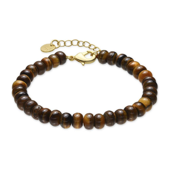 Pulsera con Ojo de Tigre acabado oro 18k