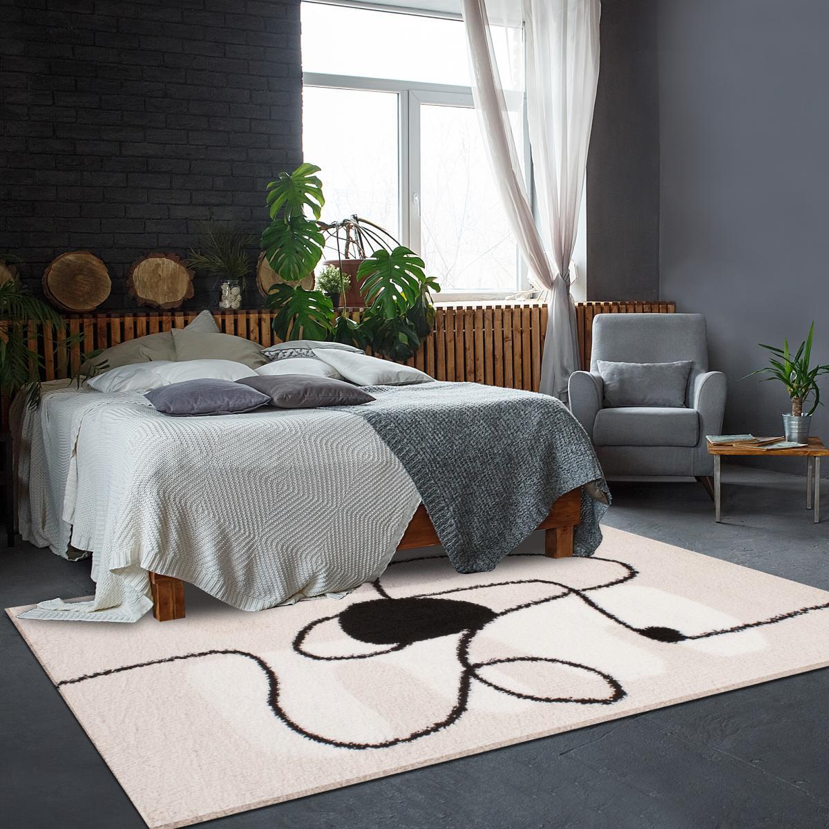 Tapis shaggy tissé motif géométrique MINE