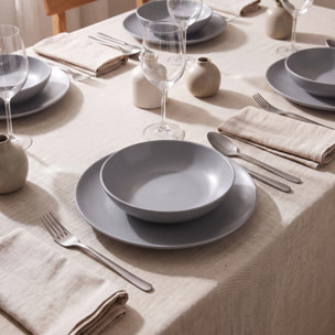 Servizio piatti 18 pezzi in ceramica - GRIGIO