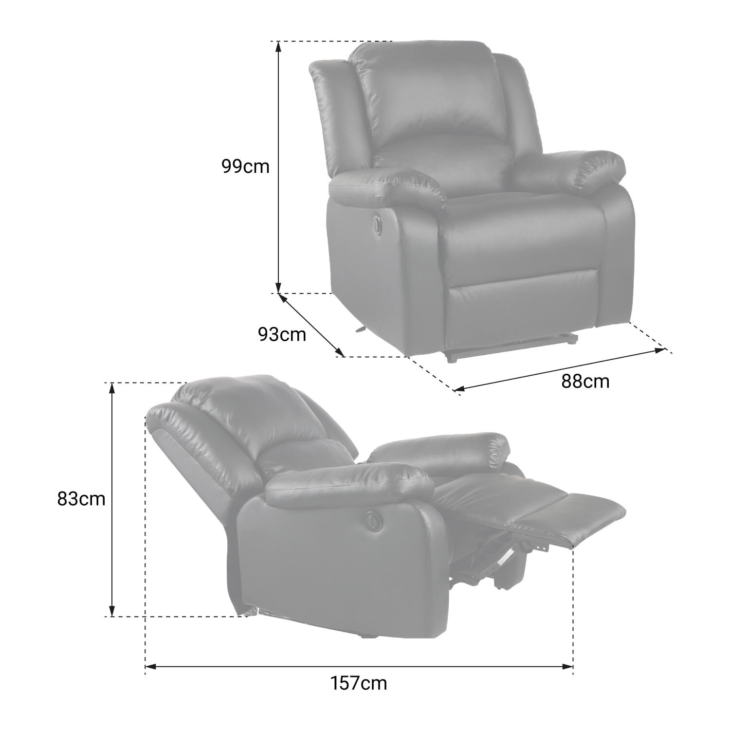 Fauteuil électrique inclinable CLOUD gris anthracite