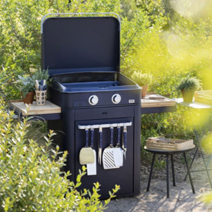 Plancha gaz ENO Enosign 65 bleu navy sur chariot, 56x40 cm