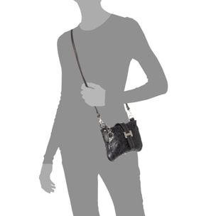 Allerona Bolso de mano Mujer.Piel auténtica Gamuza Grabado Arabesco.