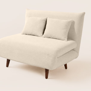 Lumi - Banquette convertible clic-clac 1 place en velours côtelé - Beige