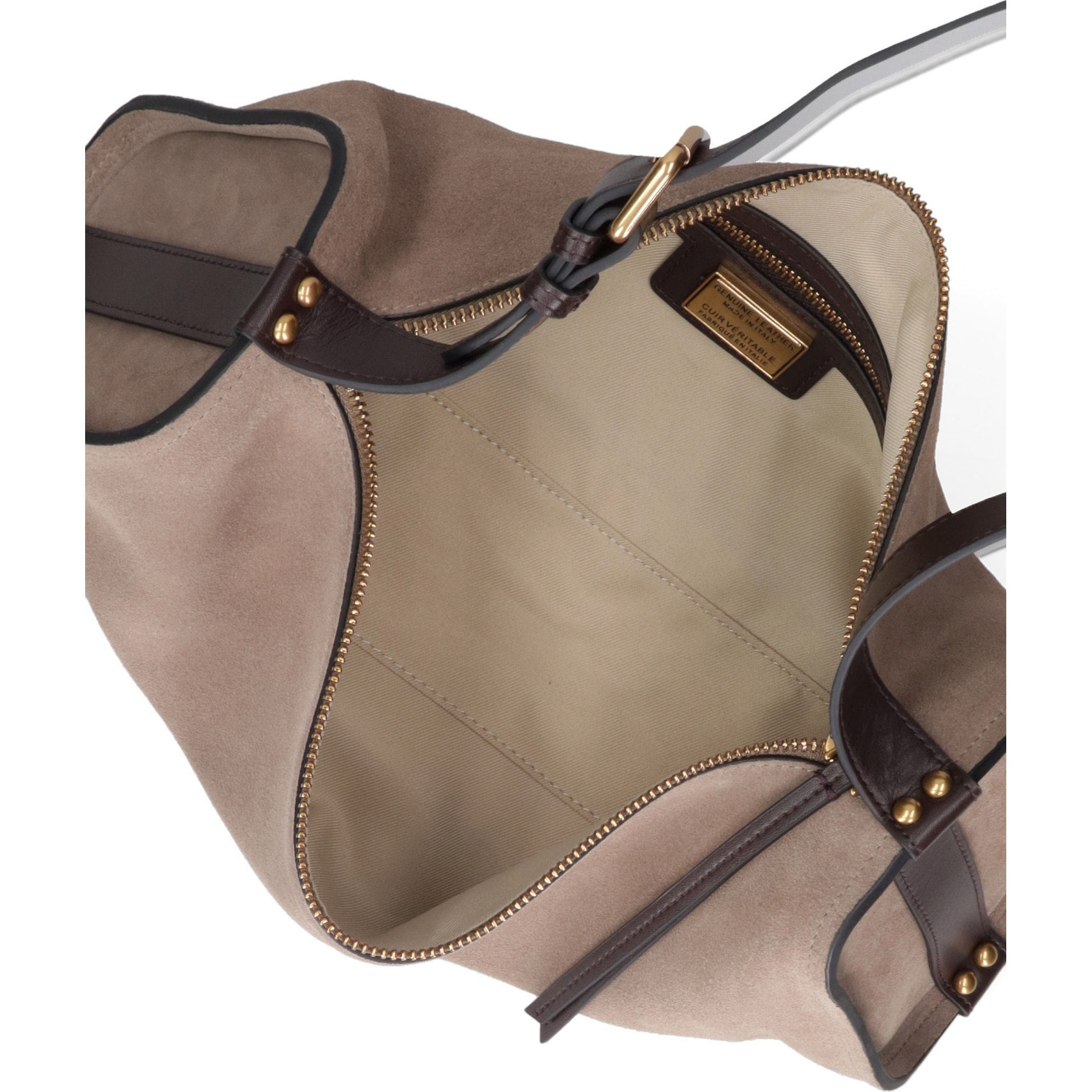 Borsa a spalla da donna Made in Italy - Valoria Chic - Pelle scamosciata - 35.0 x 14.0 x 10.0 cm