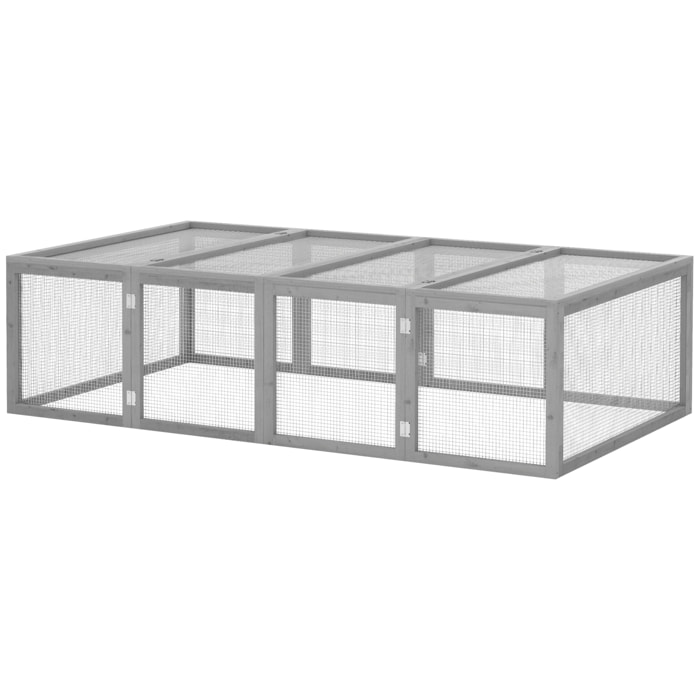 Clapier cage à lapins extérieur intérieur 2 portes supérieures 181L x 100l x 48H cm bois pin gris