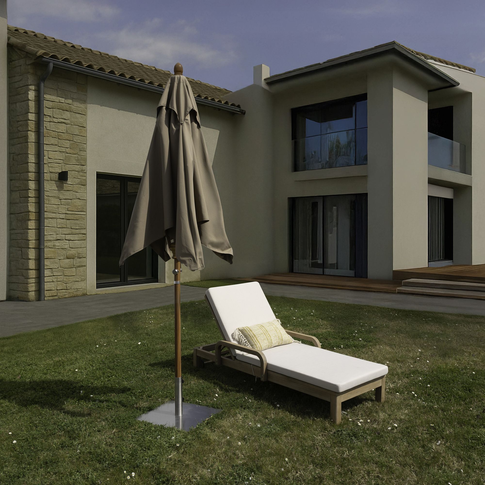 Parasol en aluminium et toile taupe 200cm COMETE
