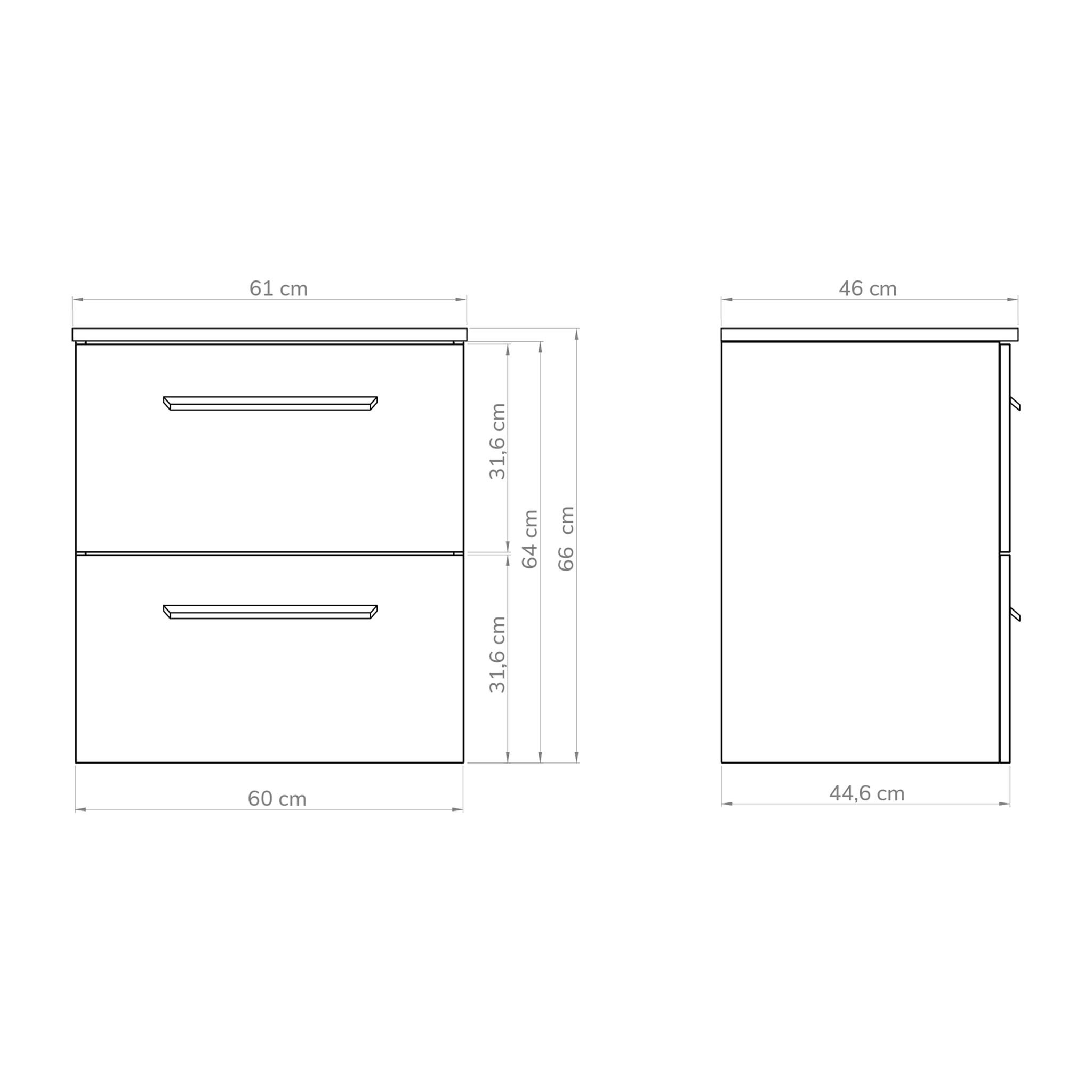 Conjunto de baño Melody, Alday, 60 cm, Blanco mate