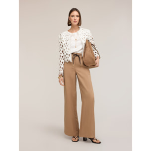 Motivi - Pantaloni palazzo misto lyocell - Beige
