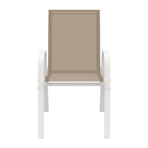 Chaises de jardin empilables textilène blanc beige - lot de 6