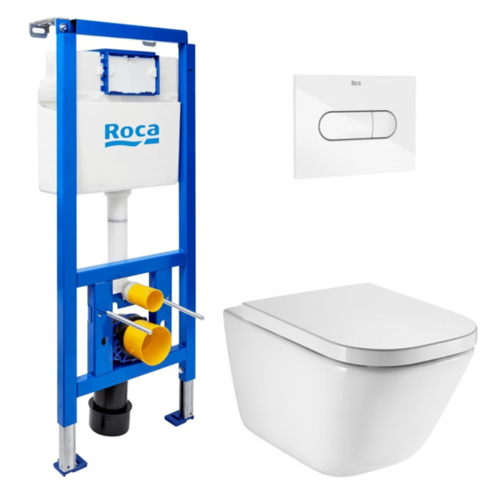 Pack WC bâti-support ECO 2 L Swiss Aqua Technologies + WC suspendu Roca avec abattant SoftClose + plaque (ROROGAWR01-IN)
