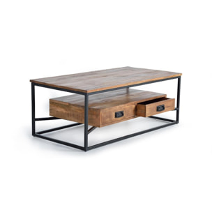 Mesa de centro - Madera de Mango y Metal - 45x120x60cm