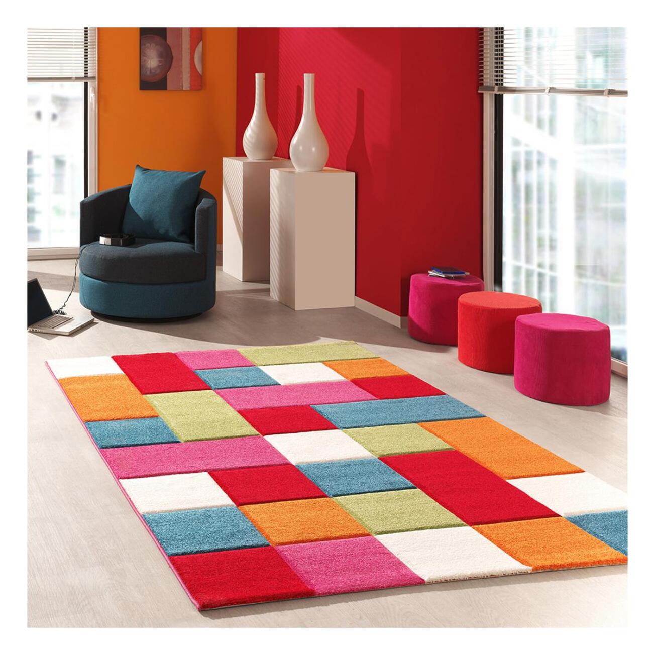 Petit tapis enfant couleur vive et motif géométrique