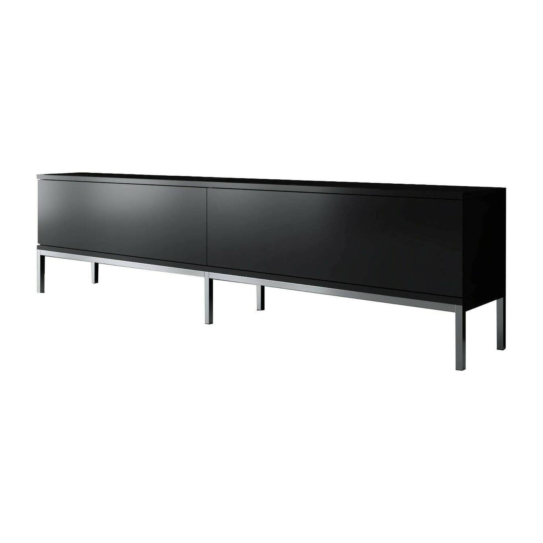 Mobile porta TV Dpetrell, Credenza da soggiorno, Armadio basso per TV, Base parete attrezzata, 180x30h47 cm, Nero e Argento