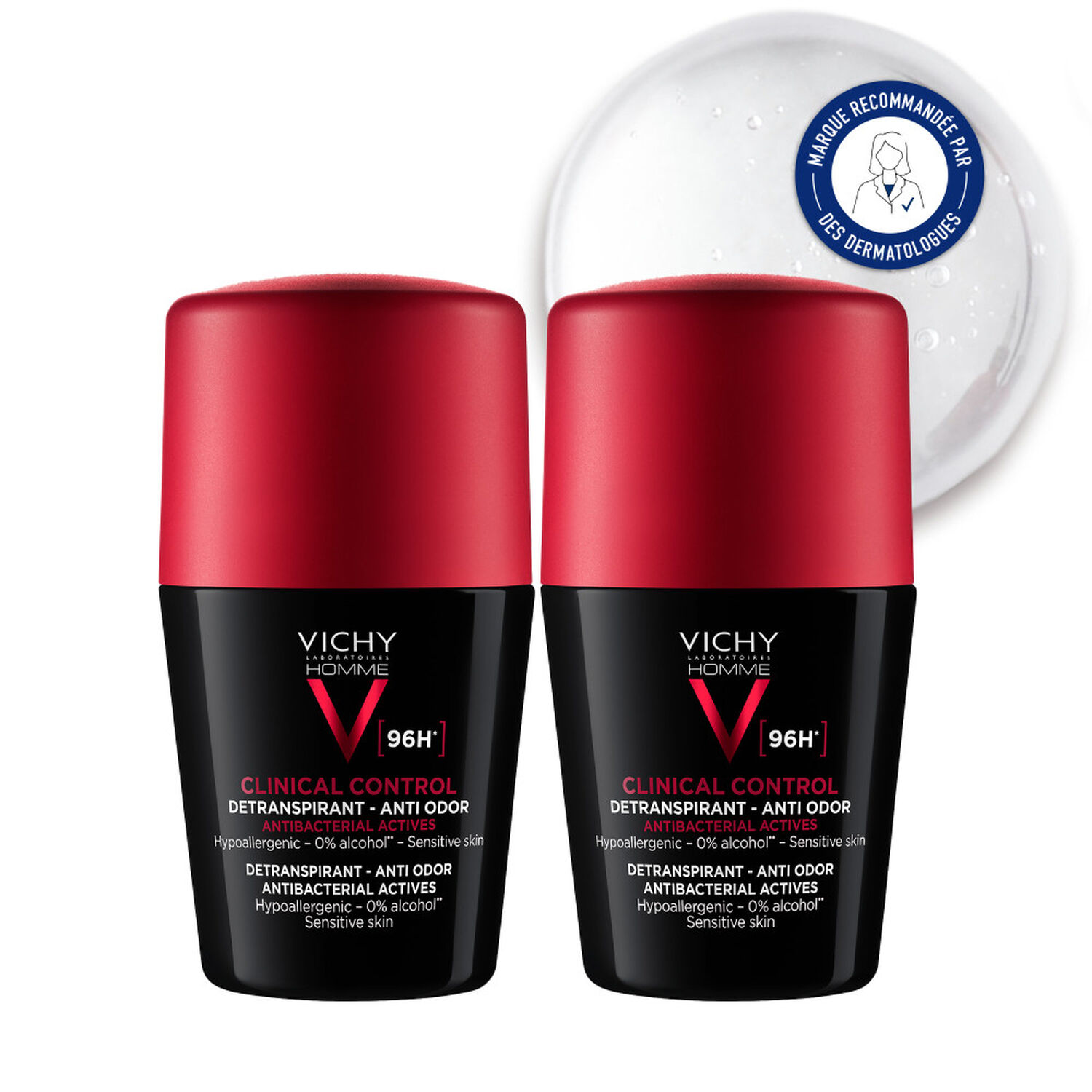 Clinical Control - Lot de 2 Déodorant Roll-On 96H - 2x50 ml
