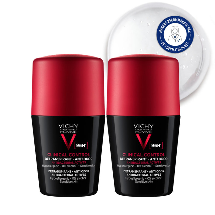 Clinical Control - Lot de 2 Déodorant Roll-On 96H - 2x50 ml