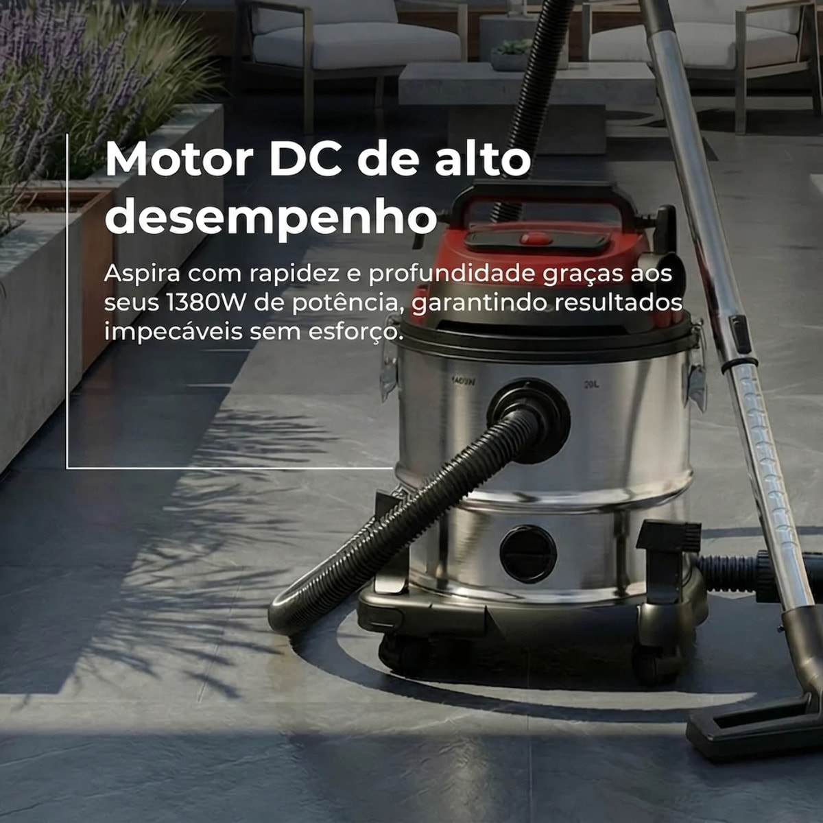 Aspirador Sólidos y Líquidos EVVO AE84, 1380W, 20L, Función Soplado y Filtro HEPA