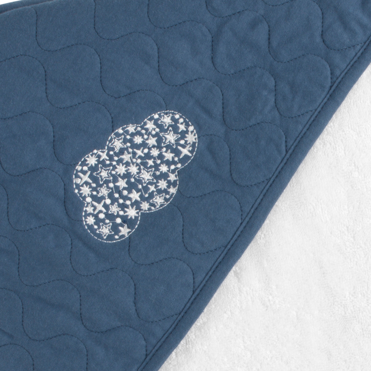 Cape de bain et gant en coton matelassé et éponge