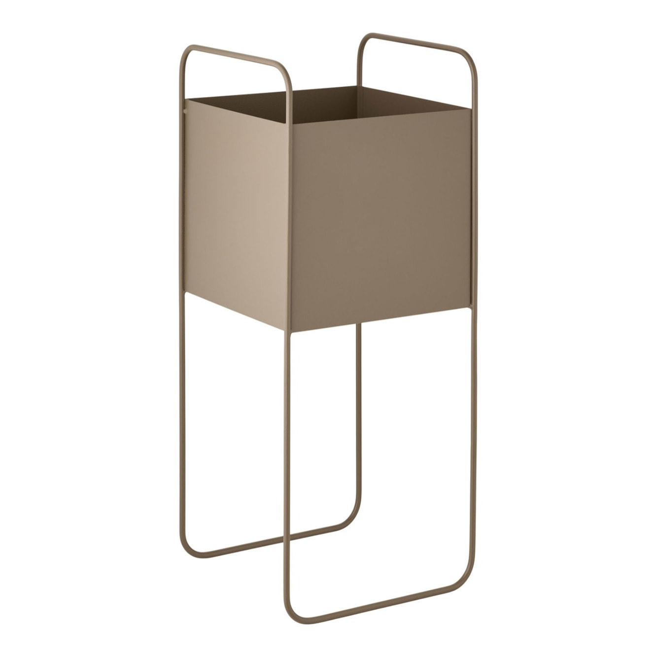 Portavaso alto in acciaio marrone su struttura a filo 22,5x22,5x54 cm