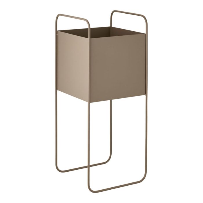 Portavaso alto in acciaio marrone su struttura a filo 22,5x22,5x54 cm