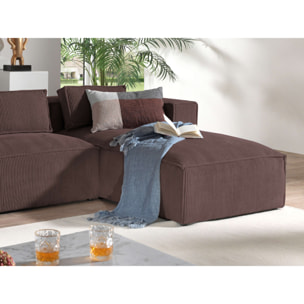 Stella - canapé d'angle droit en velours côtelé - 4 places -style contemporain - Marron