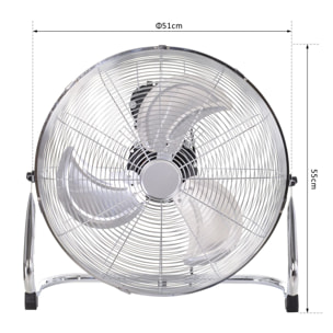 HOMCOM Grand ventilateur de bureau Ø 51 cm silencieux puissant 100 W 3 vitesses tête réglable gris métal