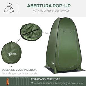 Tienda de Campaña Instantánea Pop-Up Tienda de Ducha Camping Portátil con Gancho Bolsillo Bolsa de Transporte y UV 20+ para Baño Vestuario Cambiador 126x124x189 cm Verde Oliva