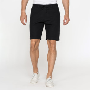 BERMUDA CHINO IN TESSUTO LINO E COTONE CON COULISSE