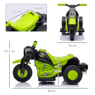 Moto Eléctrica para Niños de +2 Años Moto de Batería para Niños 6V con Función de Soplar Burbujas Faros Música Moto para Niños con Velocidad 3 km/h Carga 30 kg Verde