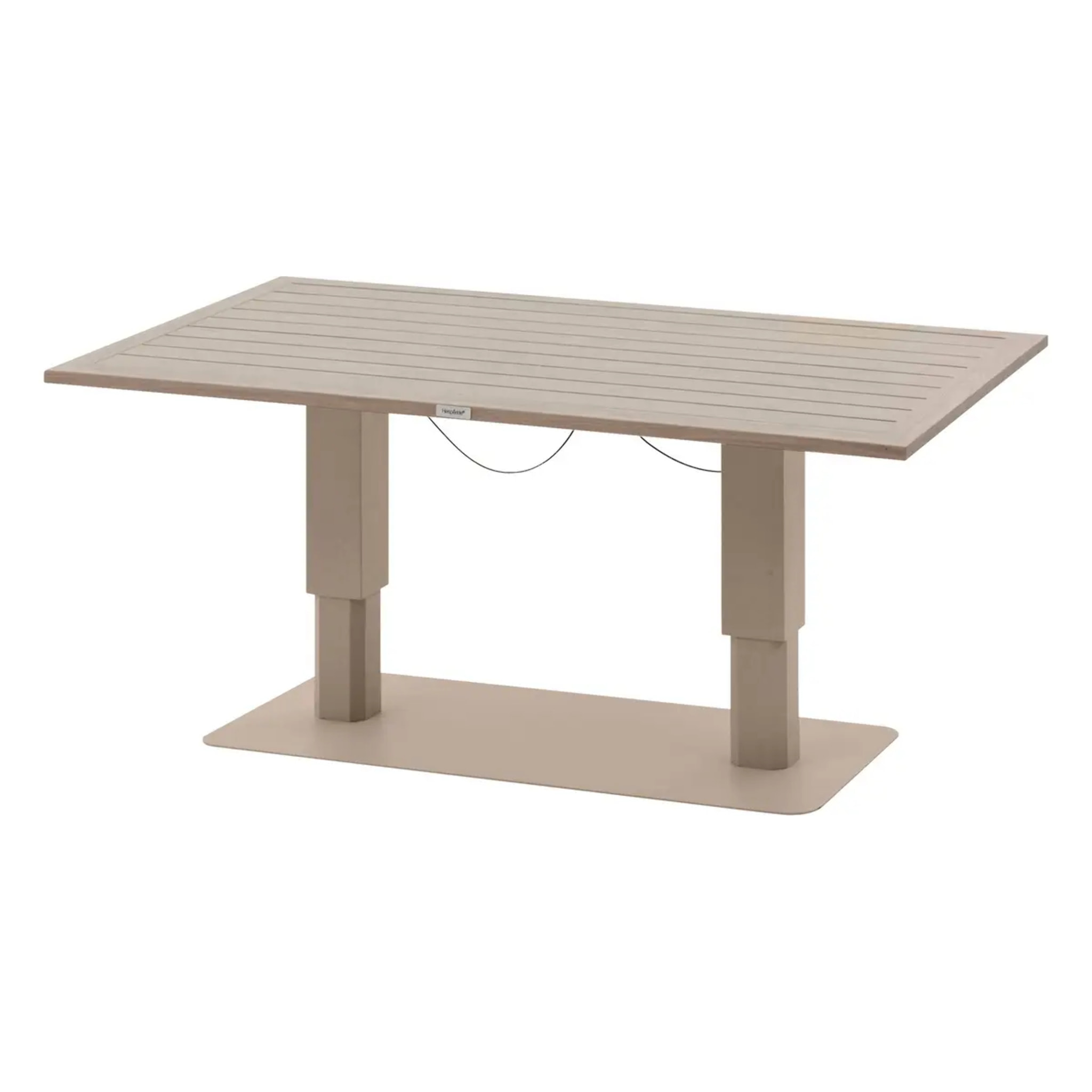 Table de jardin relevable rectangulaire "Salimia" argile & lin 150 x 80 x 69cm en aluminium