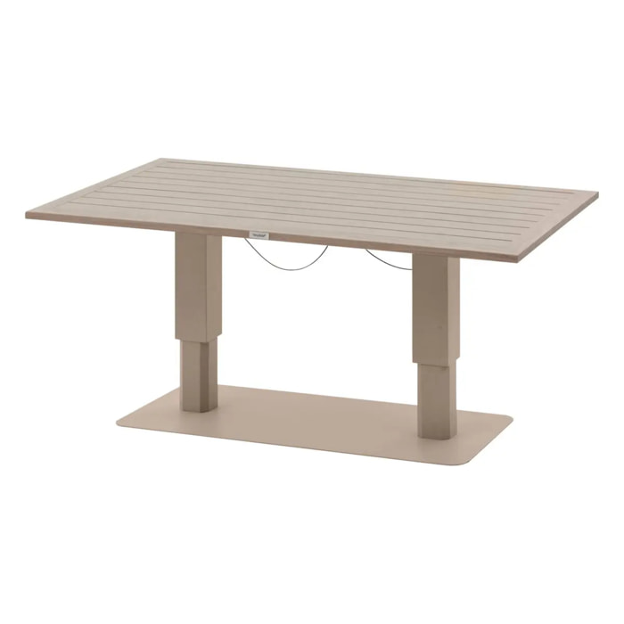 Table de jardin relevable rectangulaire "Salimia" argile & lin 150 x 80 x 69cm en aluminium