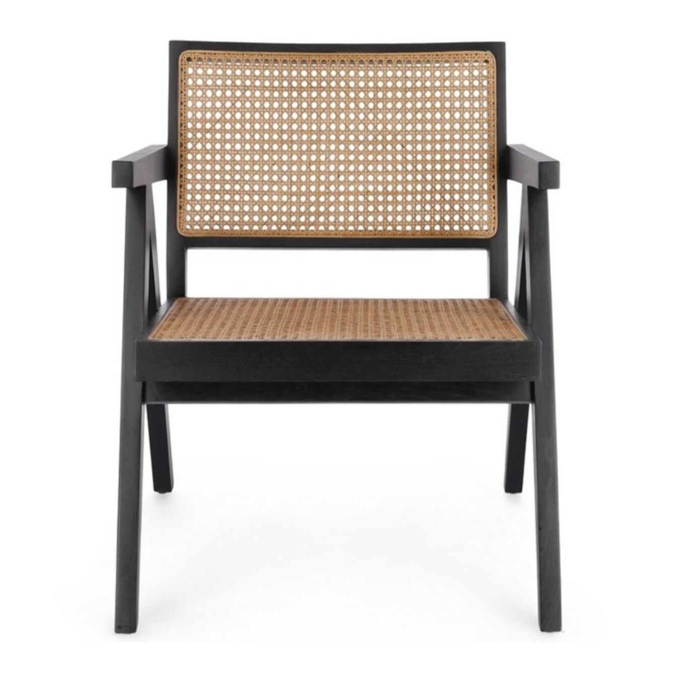 Poltrona lounge GALIA in legno di teak nero e rattan