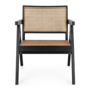 Poltrona lounge GALIA in legno di teak nero e rattan