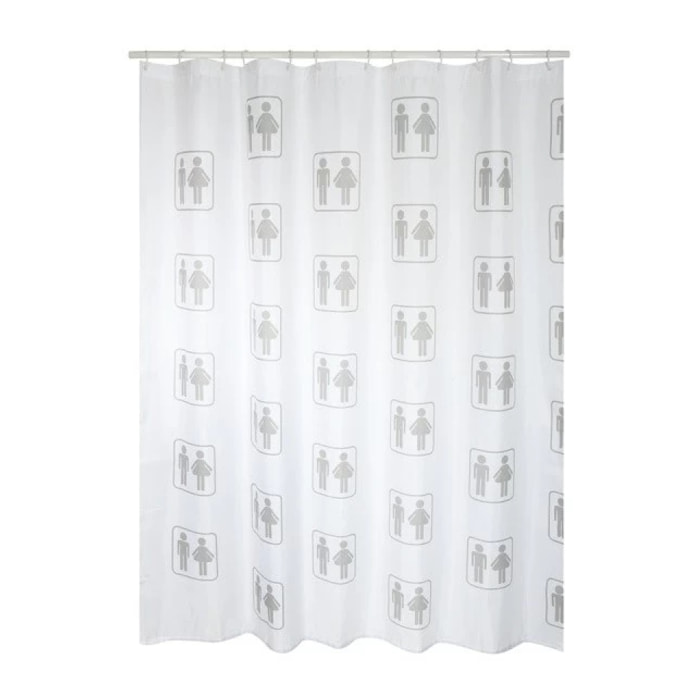 Rideau de douche Polyester H/F Mini 180x200cm QUALITà PREMIUM Blanc - Anneaux inclus MSV