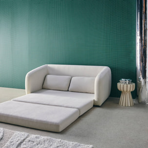 Canapé convertible 2 places tissu chenille blanc - L 170 x P 95 x H 76cm - Twist