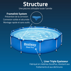 Bestway Piscine hors sol tubulaire ronde Bestway Steel Pro 305 x 76 cm bleu