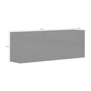 Credenza moderna a 3 ante e 1 cassetto, Made in Italy, Madia da cucina, Buffet di design da soggiorno, con piedini, cm 170x40h35, colore Antracite lucido