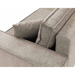 Cezanne - Canapé droit 3 places convertible avec coffre en tissu texturé - Gris clair