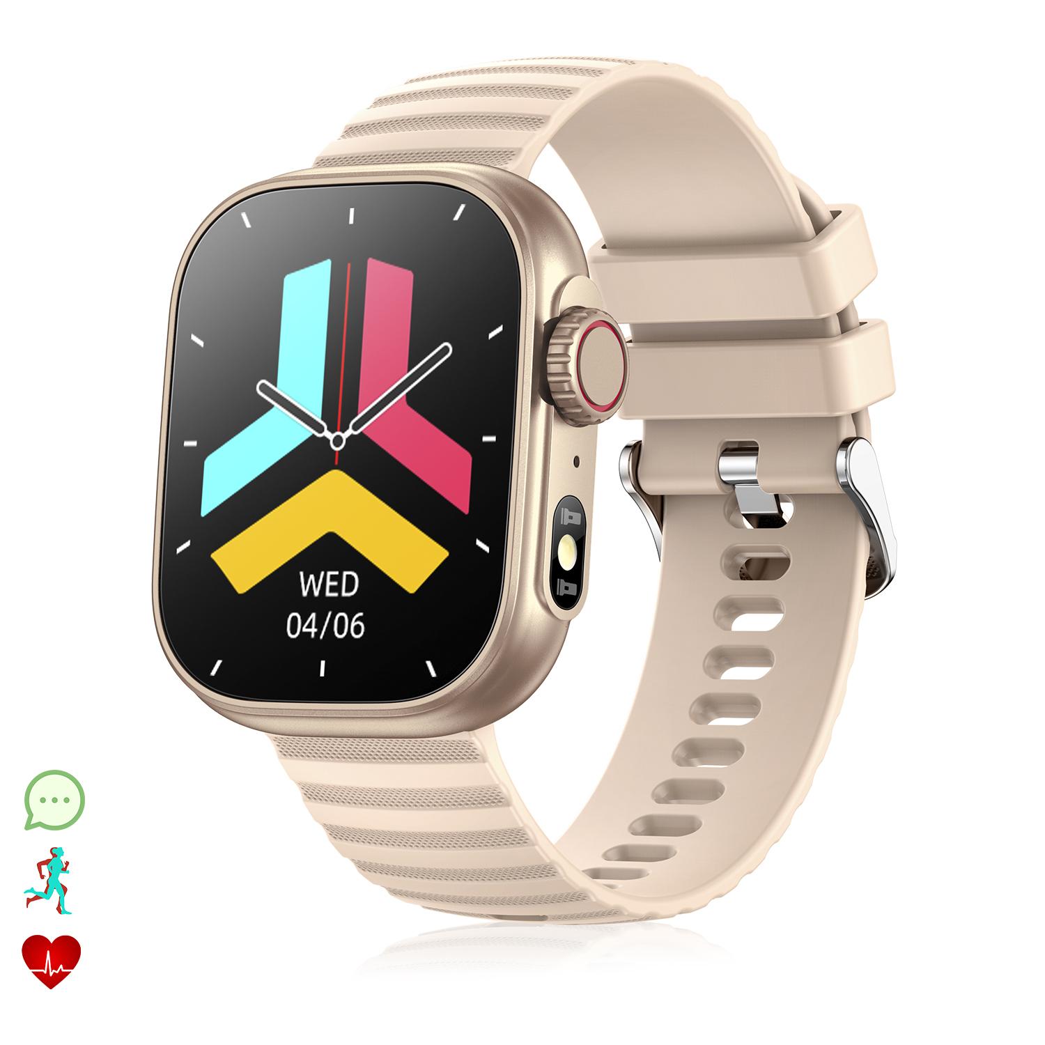 DAM Smartwatch ZW39 con notificaciones de Apps, llamadas Bluetooth. Monitor de tensión y oxígeno en sangre. 3,7x1,1x4,7 Cm. Color: Oro