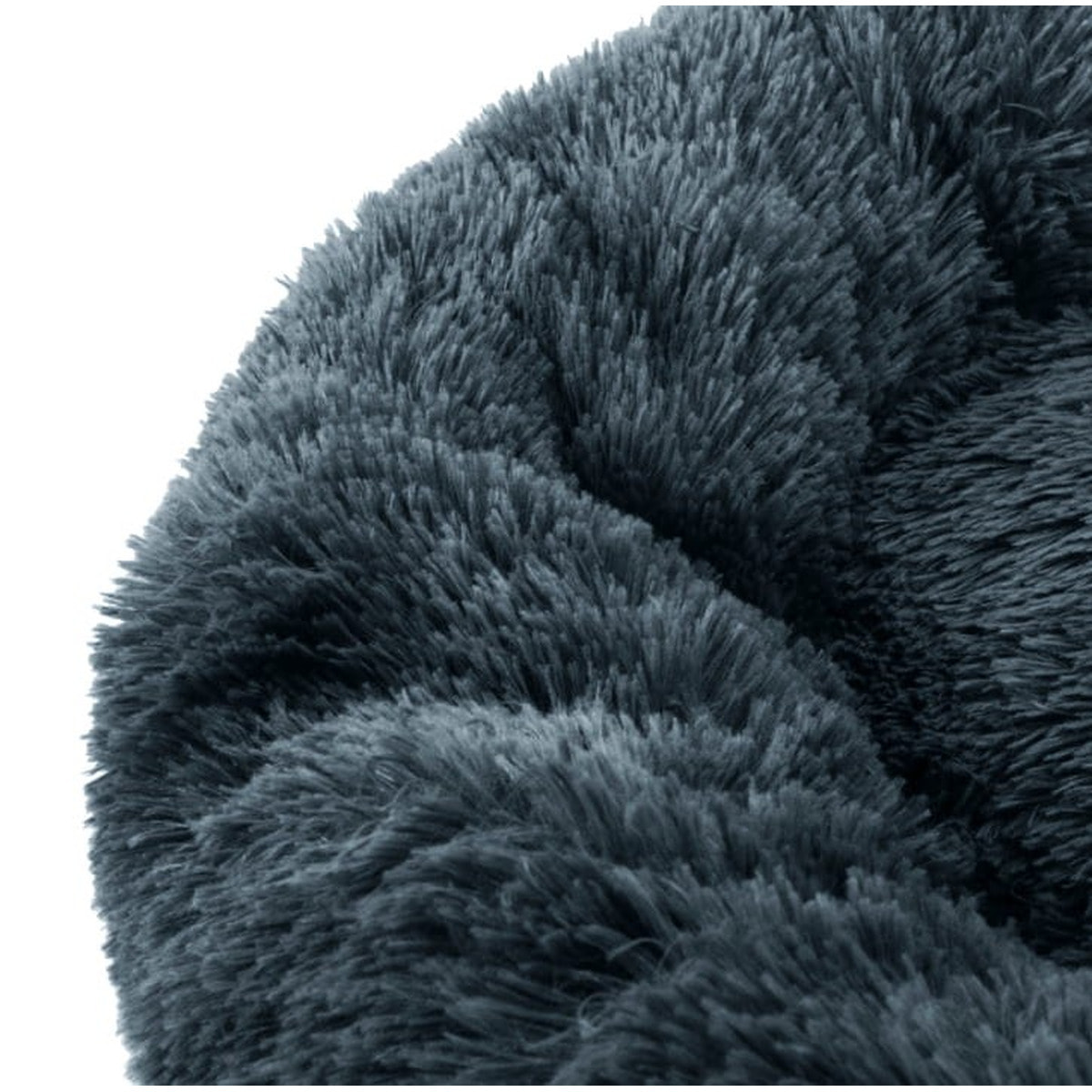 Cuccia rotonda a ciambella in morbido peluche grigio scuro