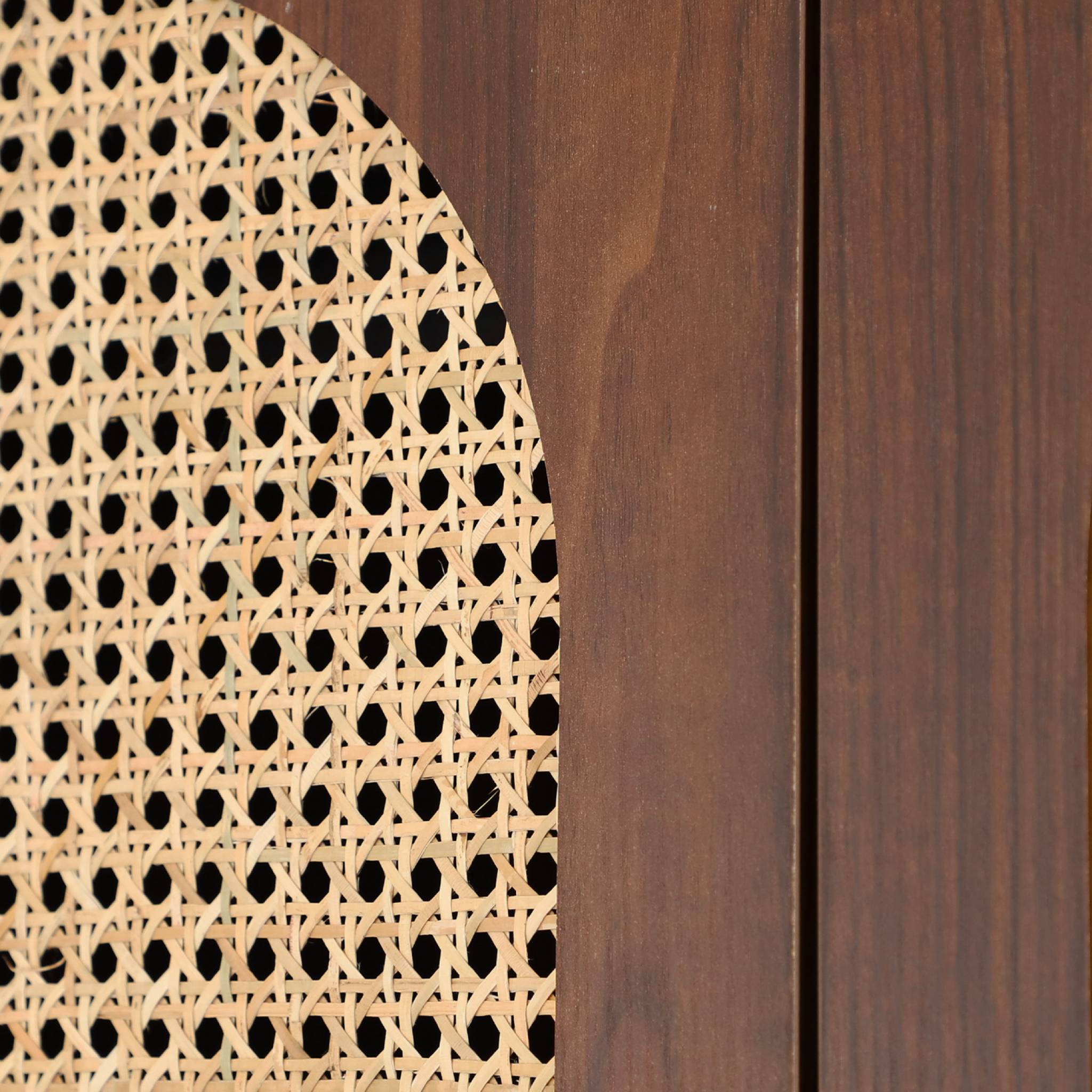 Dressing penderie décor bois et cannage 2 portes, 1 penderie et 2 tiroirs JUDITH