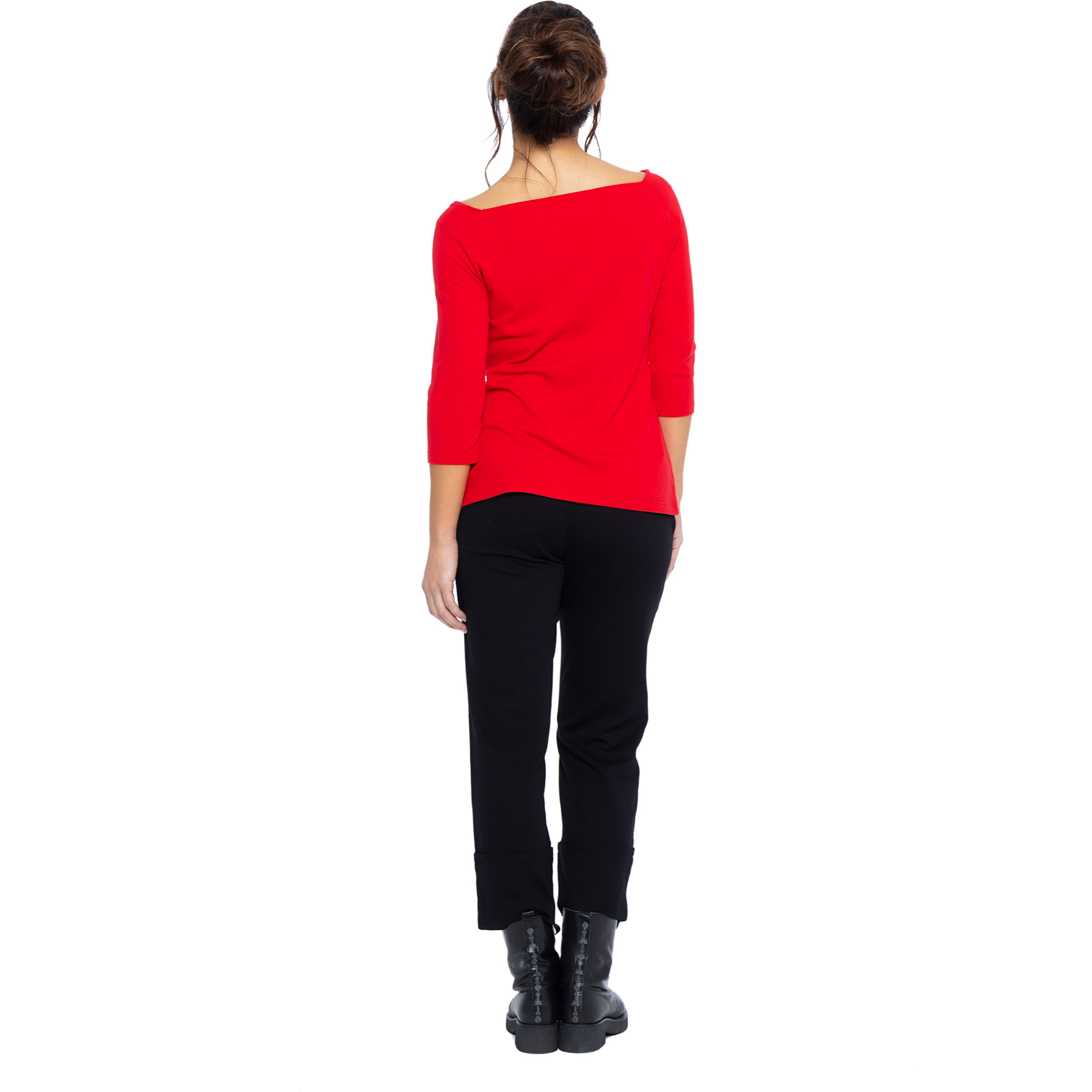 Mamatayoe Top Allegro Para Mujer, Manga Tres Cuartos, Escote Barco, Rojo