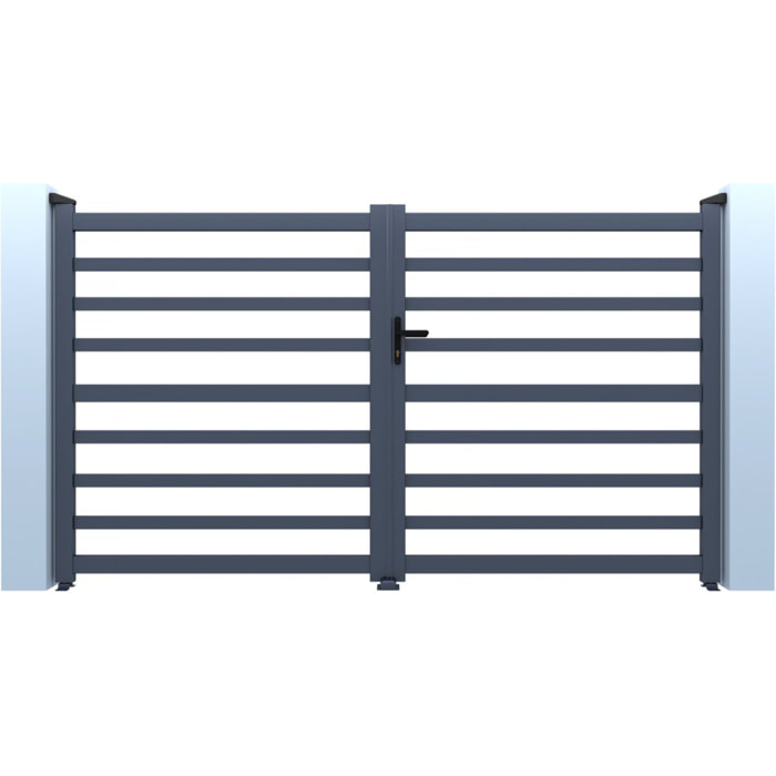 Portail aluminium ajouré "Martin" - 300 x 180 cm - Gris