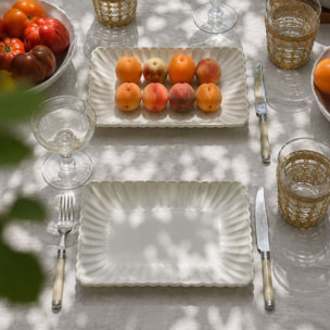 Lot de 6 grandes assiettes rectangulaires, Coquillage
